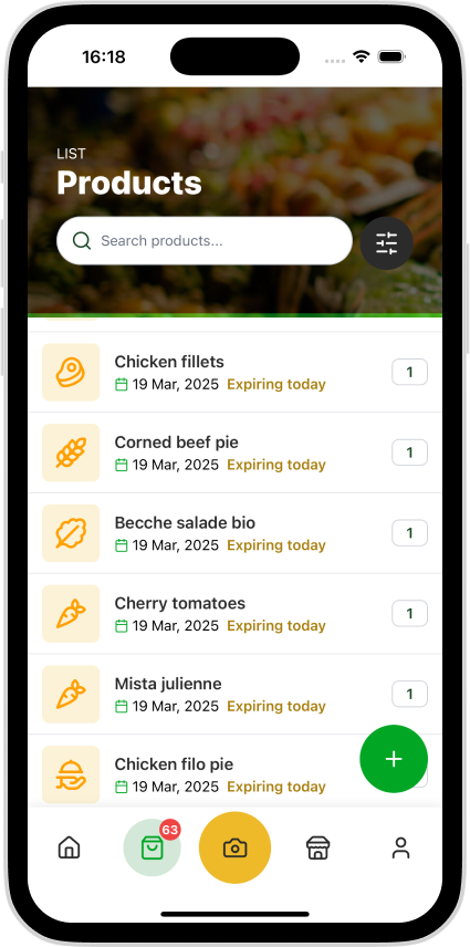 UseBy app device view showcasing item tracking