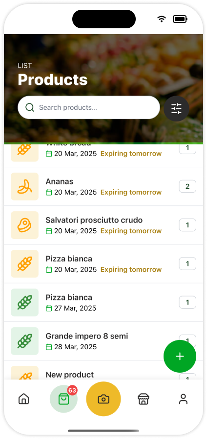 Detailed list of tracked products in UseBy app